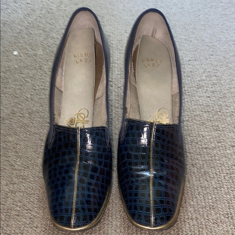 Vintage Elegant Blue Alligator Patterned Women's Shoes with heel No Size - Picture 6 of 15